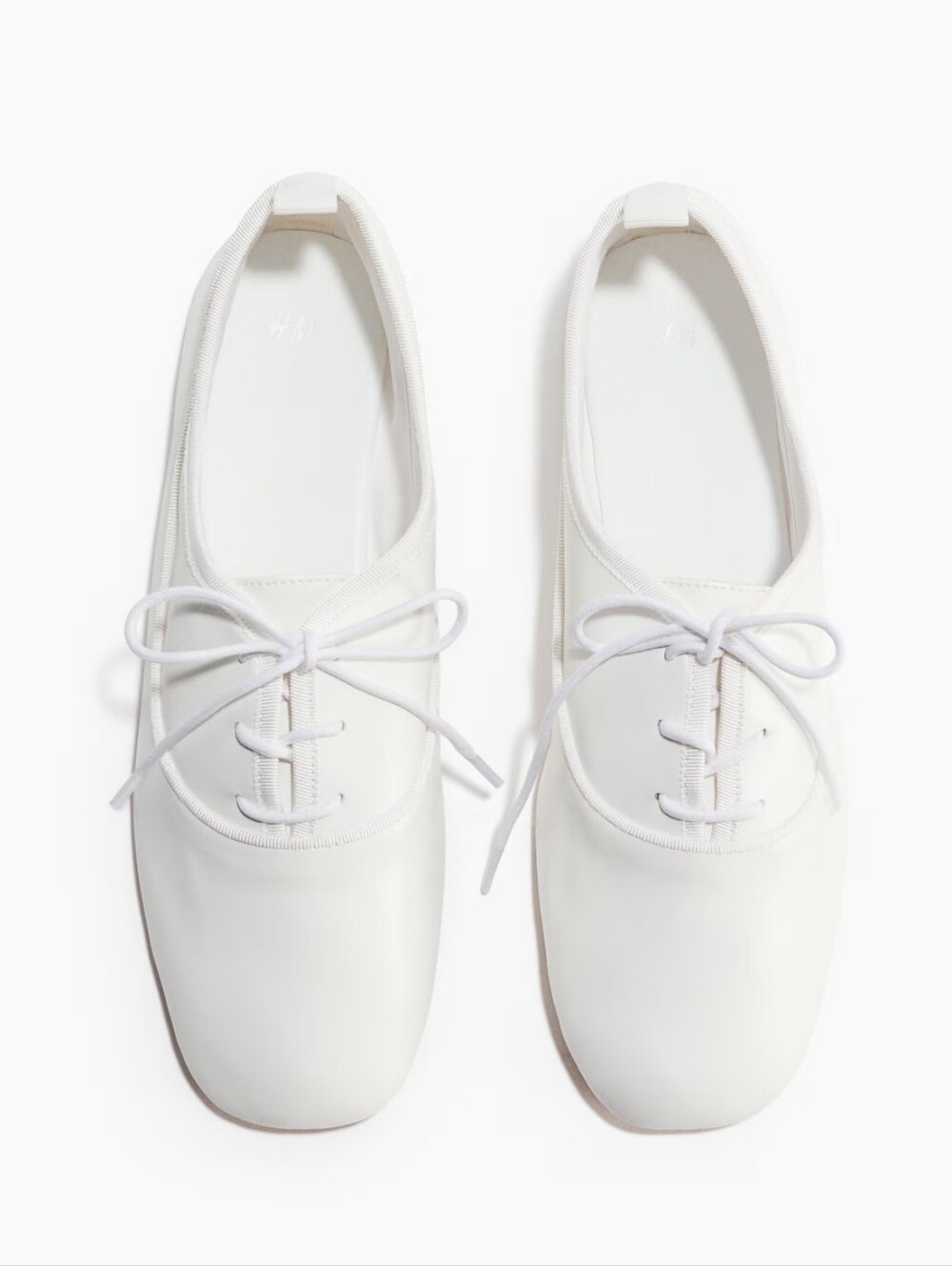 H&M PREMIUM SELECTION White Lace-Up Square-Toe Ballet Flats size 37 US 6